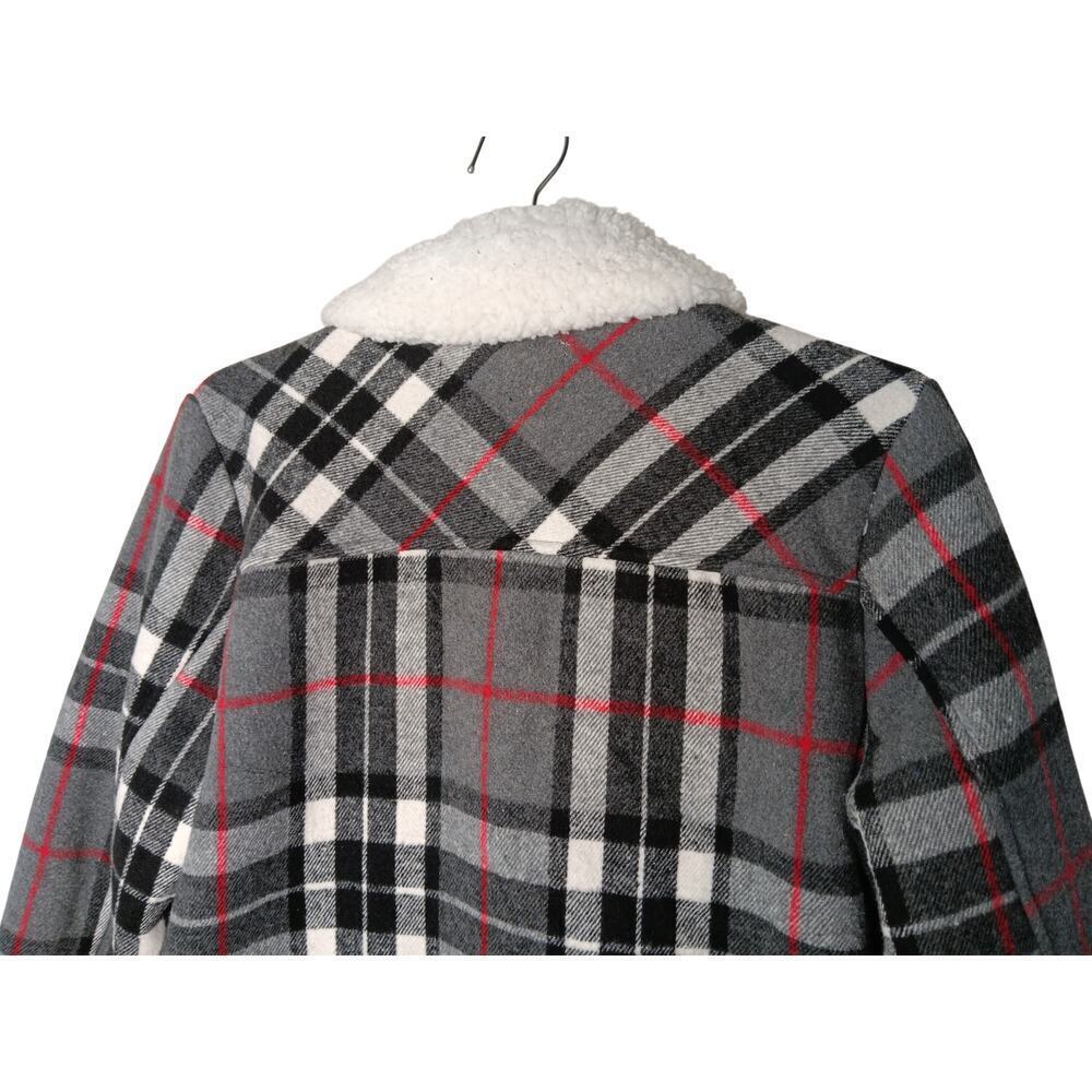 New Special One Premium Boutique Sherpa Plaid Coat Gray Black Soft Thick M - Picture 16 of 16